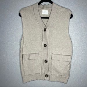 Zara Girls beige button down sweater vest- 11/12